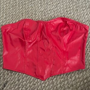 SHEIN Red Faux Leather Crop Top